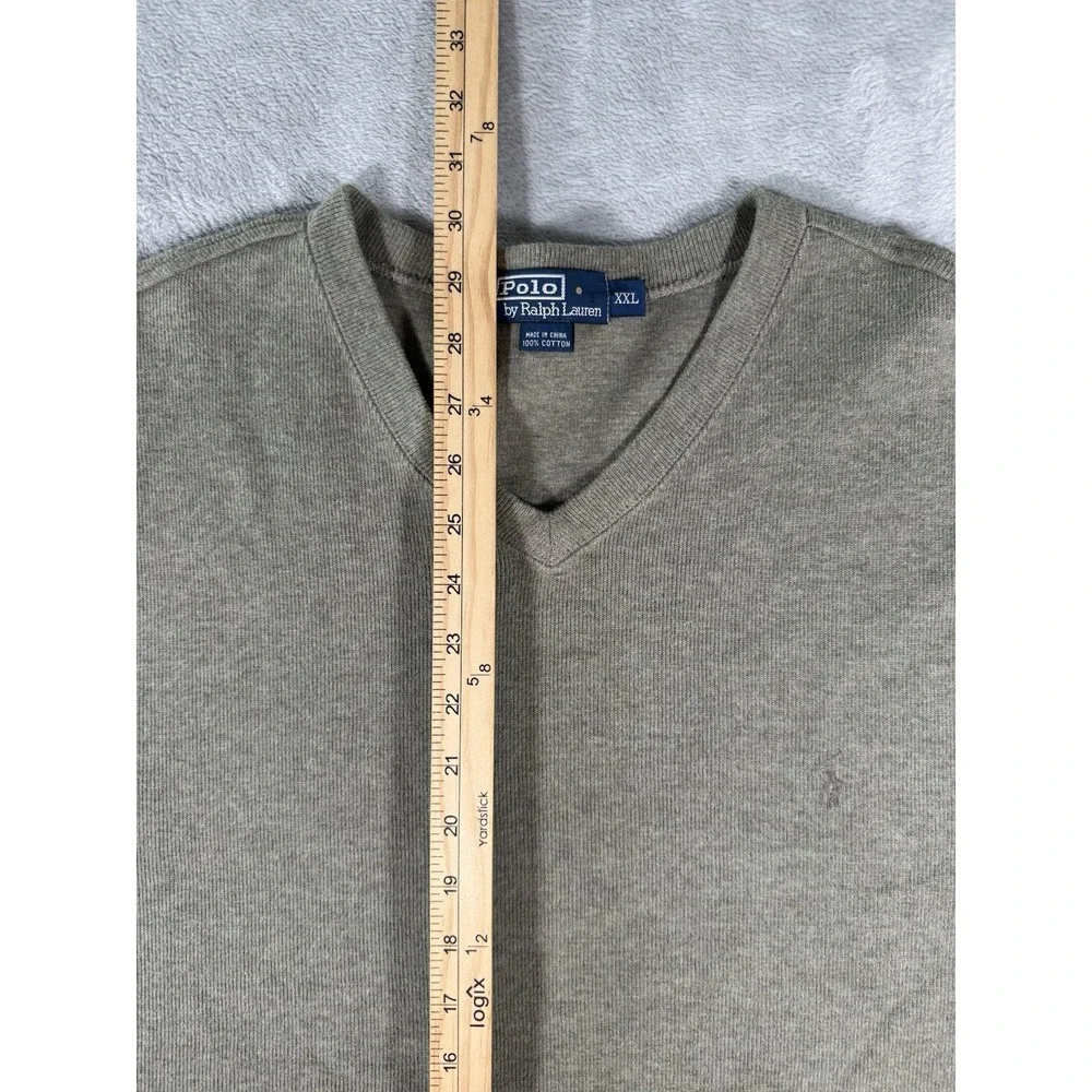 Polo Ralph Lauren Sweater Mens 2XL Brown V-Neck Pullover Pony